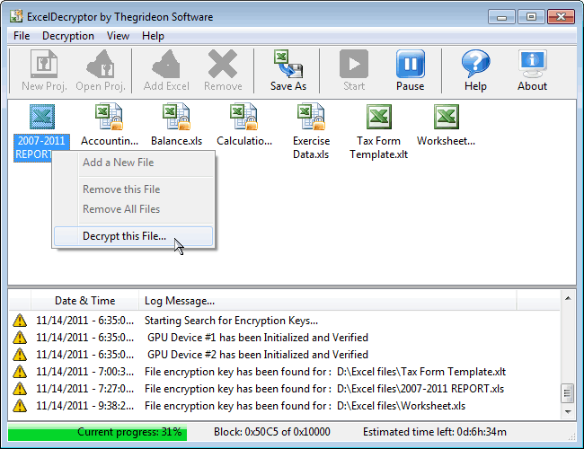 Screenshot for ExcelDecryptor 1.3