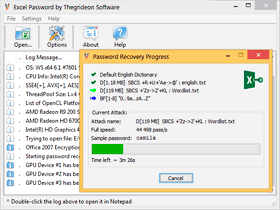 Excel Password Racovery Progress