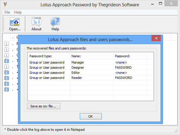 Click to view Lotus Approach Password 1.5a screenshot