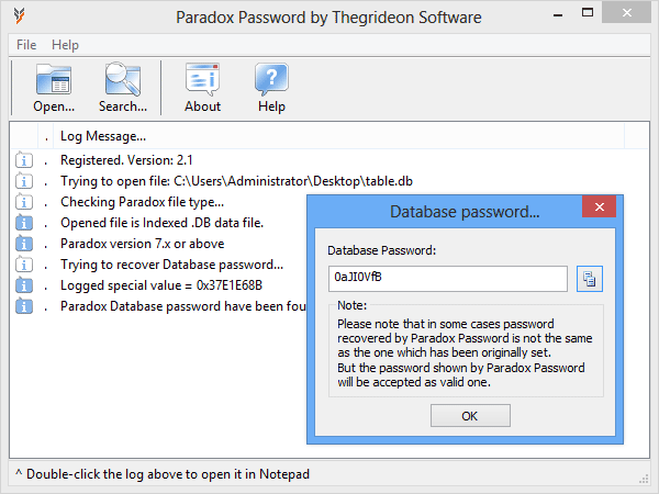 Screenshot for Paradox Password Recovery 1.4d
