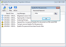 Quattro Pro Password Recovery Dialog