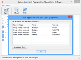 Lotus Approach Password Recovery Dialog