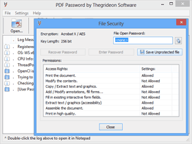 PDF Password Recovery Dialog